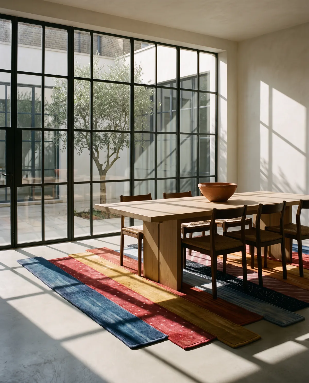 Rangrez, a rug from the Dharti collection, in a room
